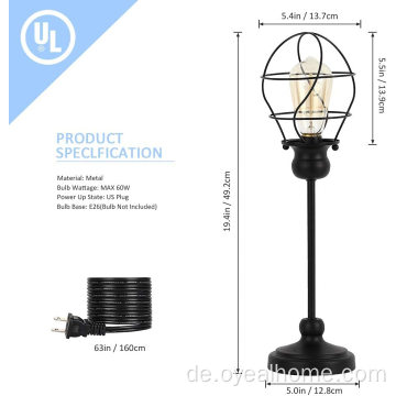 Geometrische Schreibtischlampe mit Metalldrahtkäfig